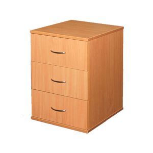 A bedside table with three drawers