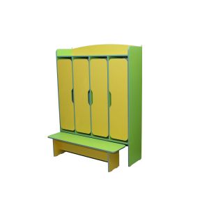 A 4-person wardrobe with a bench